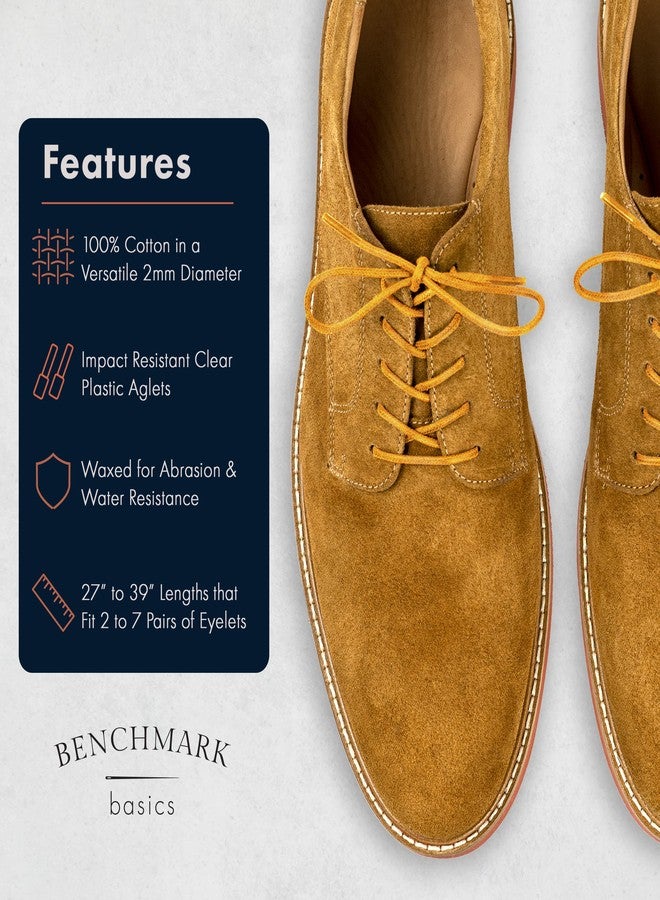 Benchmark Basics Lemon Yellow 33" Round Waxed Cotton Shoelaces | 2mm (5/64”) Width (33 Inches, Lemon) - Image 2